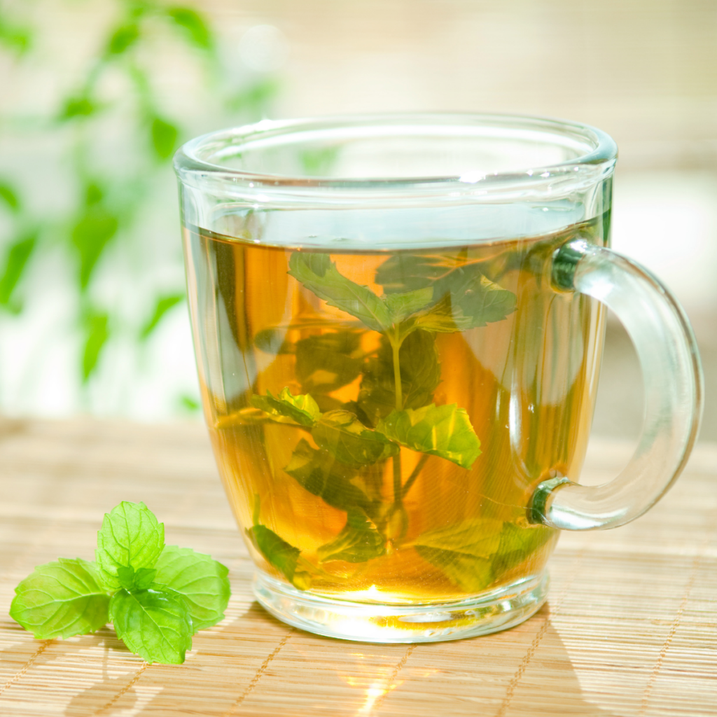 glass of mint tea on a table